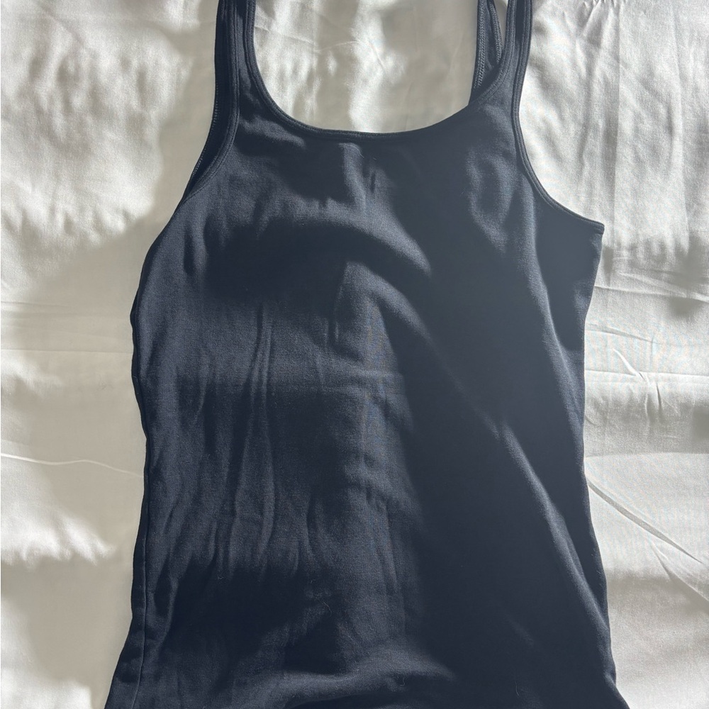 Black Ribbed Tank Top - - Picture 2 of 3